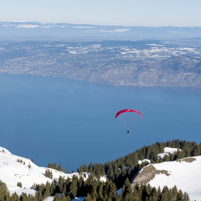 Le domains skiable de Thollon les Mémises, Haute-Savoie, 18 février 2019.