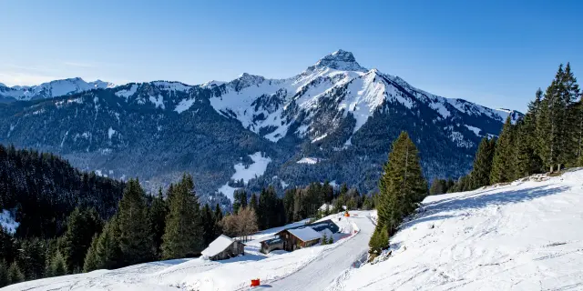 Chapelle d'Abondance : Le domaine skiable de La Braitaz. Haute-Savoie, 21 janvier 2020.